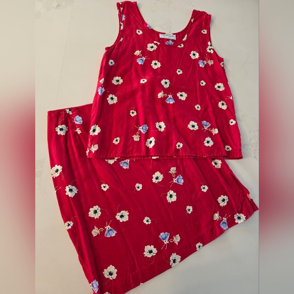 Lightweight Floral Top and Skirt Set